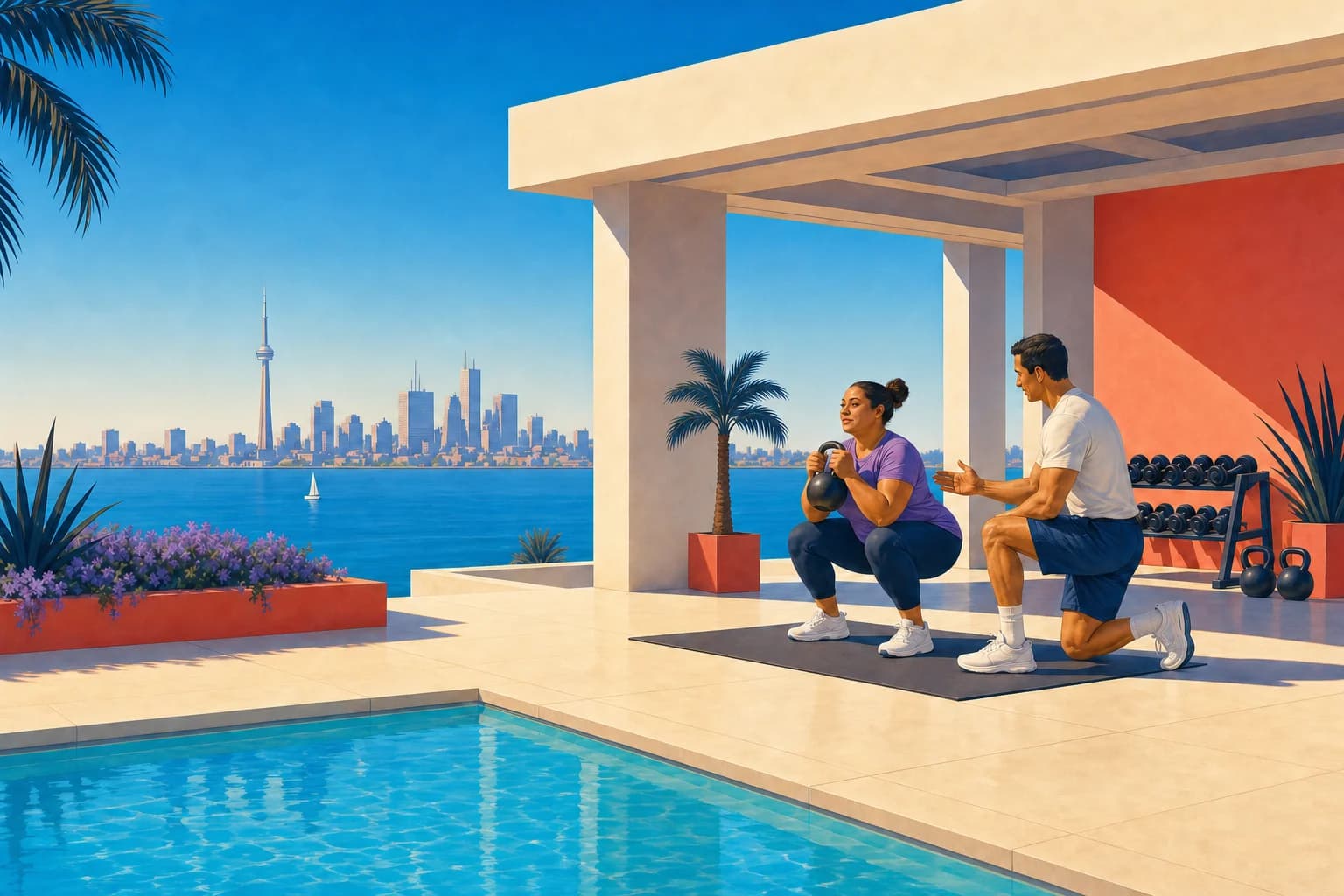 Illustration of a coach and client discussing a training assessment