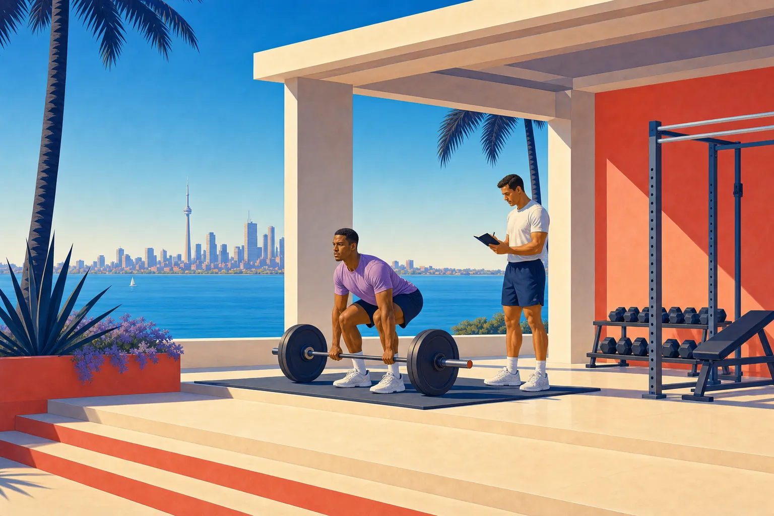 Illustration of a tracked one-on-one strength training session